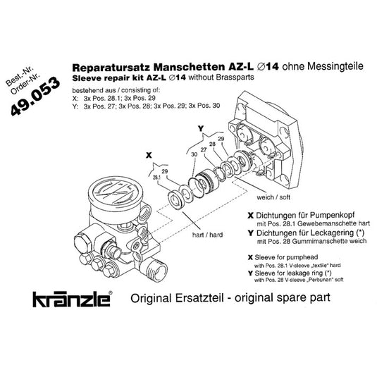 Kranzle 14 mm Water Seal Kit 49053