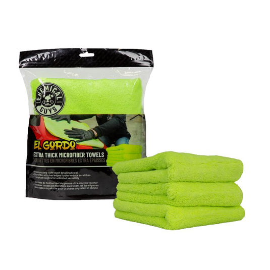 Chemical Guys El Gordo Extra Thick Professional Microfiber Towels - Green 3pk 16.5"
