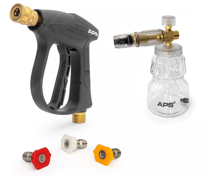 Load image into Gallery viewer, APS - Stubby Quick Release Gun + Multi Tip Set 3pk + APS Snow Foam Lance + Hose Adaptor
