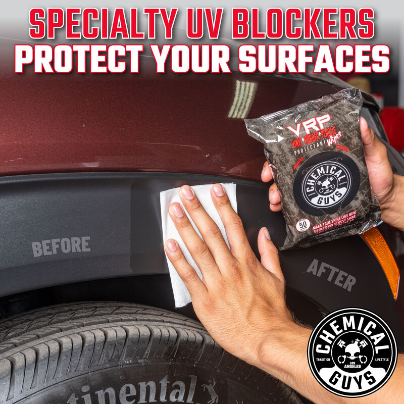 Load image into Gallery viewer, Chemical Guys VRP Vinyl, Rubber, Plastic Shine &amp; Protectant Wipe 50pk
