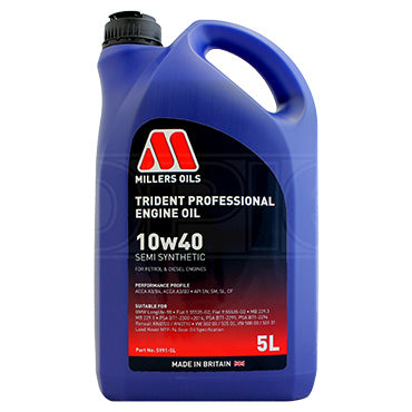 Millers Oil 10w40 Trident Semi Synthetic 5L