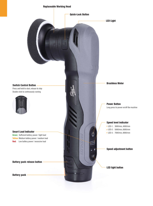 Shinemate EB210 Mini Polisher Kit Multi-Function Cordless