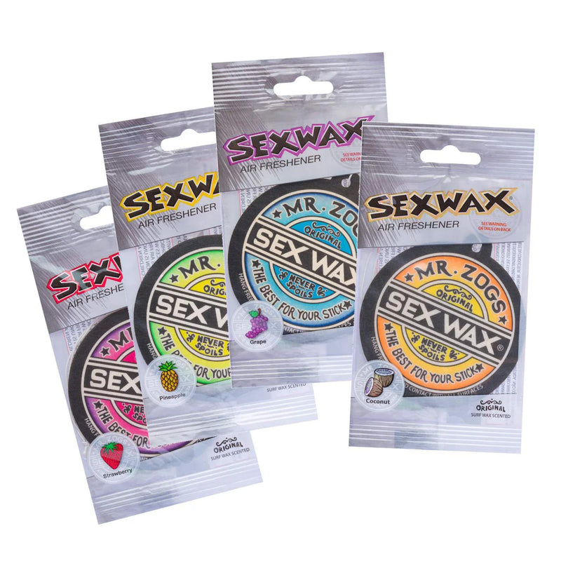 Load image into Gallery viewer, Mr. Zog’s Sexwax Air Freshener Mixed 4pk ( Coconut, Pineapple, Strawberry &amp; Grape )
