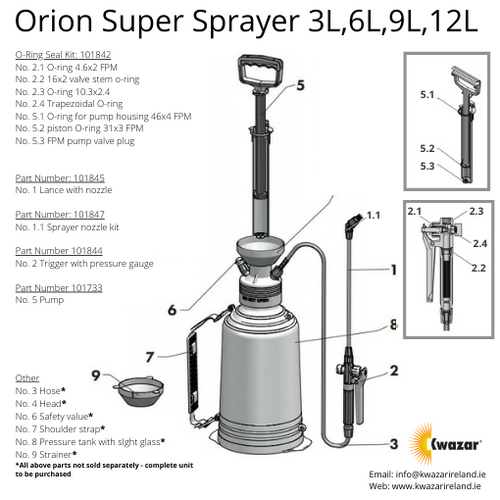 Orion & XI6 Super Sprayer Replacement Parts (3-12L)